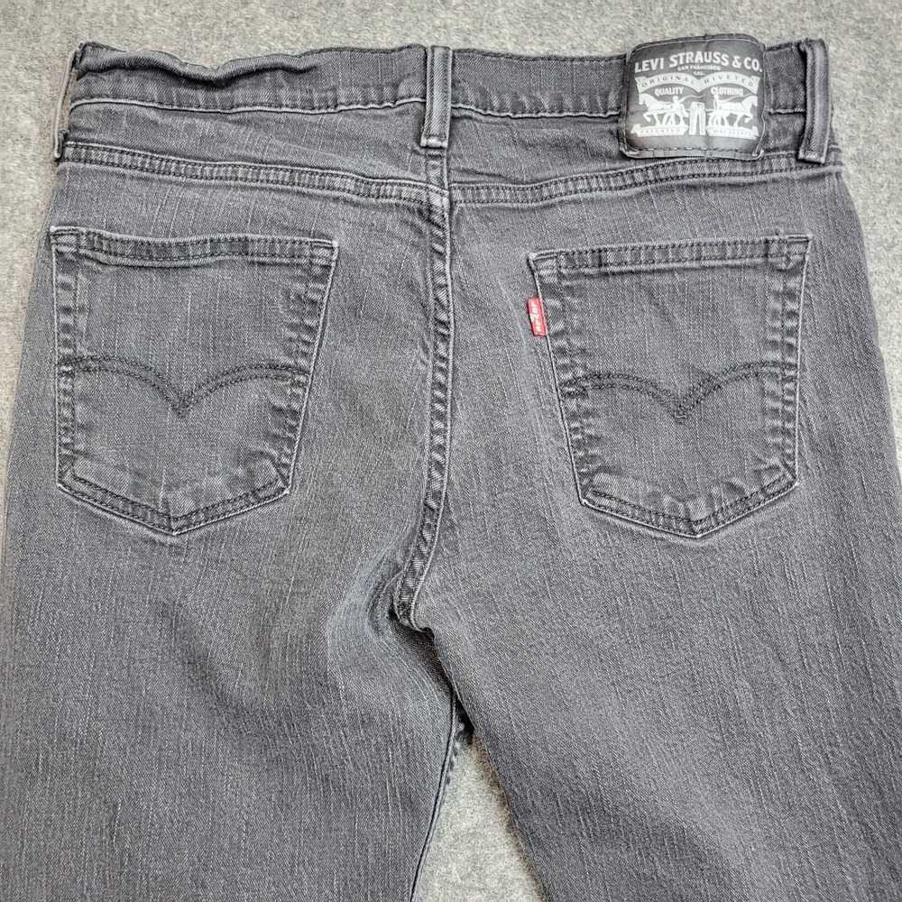 Levis Jeans Mens 33x32 Dark Gray Denim Red Tab Y2k Streetwear Grunge Frayed Hem - Picture 5 of 13